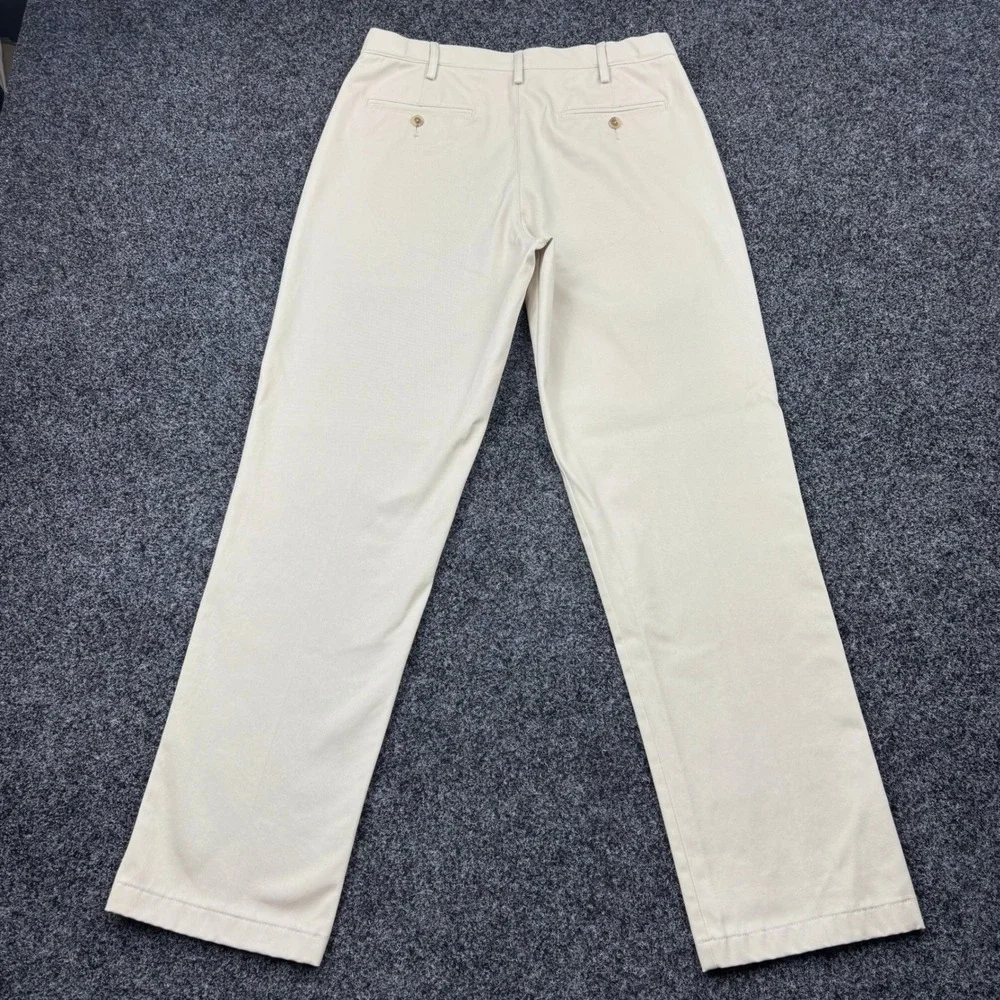 Lands End Pants Mens 34x34 Khaki Beige Traditional Fit Flat Front Chino Trousers